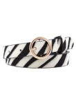 2019 New Fashion pas w lamparcie cętki kobiety wąż Zebra wzór w cętki pas biodrowy PU skóra złoty pierścień paski ze sprzączką d