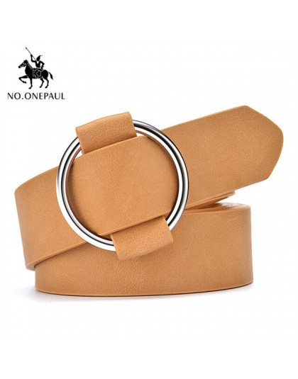 NO.ONEPAUL NO.ONEPAUL prawdziwa jakość moda damska najnowsza bezigłowa metalowa okrągła klamra pas dżinsy dzika luksusowa marka 
