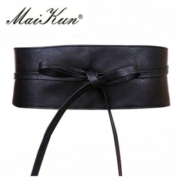 Pasek Boho dla kobiet Bowknot pasek ze sztucznej skóry wokół Obi Style Cinch pas czarny Cummerbund brązowy pas kobiet