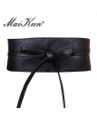 Pasek Boho dla kobiet Bowknot pasek ze sztucznej skóry wokół Obi Style Cinch pas czarny Cummerbund brązowy pas kobiet