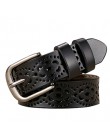 Nowe mody szeroki pasek z prawdziwej skóry kobiet bez wiercenia luksusowe pasy jeansowe top damski jakości pasy Hollow Ceinture 