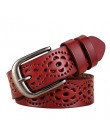 Nowe mody szeroki pasek z prawdziwej skóry kobiet bez wiercenia luksusowe pasy jeansowe top damski jakości pasy Hollow Ceinture 