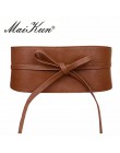 Pasek Boho dla kobiet Bowknot pasek ze sztucznej skóry wokół Obi Style Cinch pas czarny Cummerbund brązowy pas kobiet