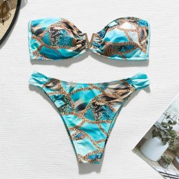 Seksowne bikini mikro zestaw 2020 drukuj kostium kąpielowy damski Bandeau strój kąpielowy z wysokim stanem kobiety lato kąpiącyc