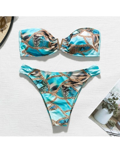 Seksowne bikini mikro zestaw 2020 drukuj kostium kąpielowy damski Bandeau strój kąpielowy z wysokim stanem kobiety lato kąpiącyc
