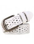 Nowe mody szeroki pasek z prawdziwej skóry kobiet bez wiercenia luksusowe pasy jeansowe top damski jakości pasy Hollow Ceinture 