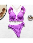 Peachtan seksowne bikini 2020 Mujer stroje kąpielowe kobiety biquinis Feminino kąpiących Ruffles strój kąpielowy push up strój k