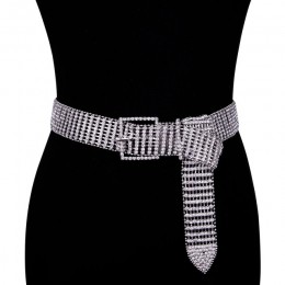 Damski luksusowy Rhinestone szeroki pas srebrny dla kobiet moda talia ślub panny młodej kryształowy diament łańcuch elastyczna p