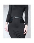 Seksowne kobiety czarny skórzany gorset pas do sukni 2 sposób użycia ruchomy fringe pas kwadratowy metal ze sprzączką fashion gi