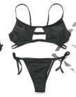 Wydrążone czerwone seksowne Bikini Set kobiety String strój kąpielowy Push Up stroje kąpielowe 2019 wiązane stringi brazylijski 