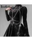 InsGoth Sexy kobiety szelki klatka piersiowa metalowy łańcuszek do spodni Gothic Harajuku pentagramy patchworkowy Streetwear pas