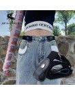 JIFANPAUL damskie modne dżinsy ozdobne bez zapięcia gumką wysokiej jakości materiał nylonowy młodzieżowy trend punk belt