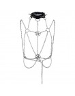 InsGoth Sexy kobiety szelki klatka piersiowa metalowy łańcuszek do spodni Gothic Harajuku pentagramy patchworkowy Streetwear pas