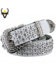 Moda rhinestone oryginalne pasy skórzane dla kobiet luksusowy pas z zapięciem na sprzączkę kobieta jakość druga warstwa skóra by