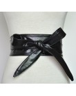 Moda Pu Leather Obi gorset pasy dla pań czarny żółty czerwony szeroki wysoki pas Bowknot kobiety sukienka pas biodrowy Cummerbun