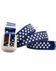 Moda rhinestone oryginalne pasy skórzane dla kobiet luksusowy pas z zapięciem na sprzączkę kobieta jakość druga warstwa skóra by