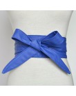 Moda Pu Leather Obi gorset pasy dla pań czarny żółty czerwony szeroki wysoki pas Bowknot kobiety sukienka pas biodrowy Cummerbun