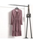 29 kolorów piękna moda wiosna jesień kobiety z długim rękawem sukienka kołnierz retro Casual wąskie sukienki druk kwiatowy szyfo