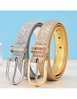Moda damska brokatowe złote paski kobiece srebrne Pu pas biodrowy wysokiej jakości Cummerbund Ceinture Femme
