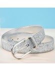 Moda damska brokatowe złote paski kobiece srebrne Pu pas biodrowy wysokiej jakości Cummerbund Ceinture Femme