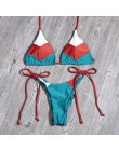 Floral Bikini we wzory zestaw kobiety Sexy paski Patchwork strój kąpielowy wzburzyć brazylijskie stroje kąpielowe strój kąpielow