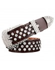 Moda rhinestone oryginalne pasy skórzane dla kobiet luksusowy pas z zapięciem na sprzączkę kobieta jakość druga warstwa skóra by