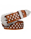 Moda rhinestone oryginalne pasy skórzane dla kobiet luksusowy pas z zapięciem na sprzączkę kobieta jakość druga warstwa skóra by