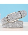Moda damska brokatowe złote paski kobiece srebrne Pu pas biodrowy wysokiej jakości Cummerbund Ceinture Femme