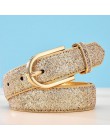 Moda damska brokatowe złote paski kobiece srebrne Pu pas biodrowy wysokiej jakości Cummerbund Ceinture Femme