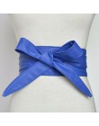 Moda Pu Leather Obi gorset pasy dla pań czarny żółty czerwony szeroki wysoki pas Bowknot kobiety sukienka pas biodrowy Cummerbun