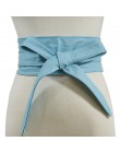 Moda Pu Leather Obi gorset pasy dla pań czarny żółty czerwony szeroki wysoki pas Bowknot kobiety sukienka pas biodrowy Cummerbun