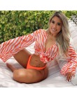2020 Sexy trzyczęściowy zestaw Bikini dzwonkowy rękaw osłona do Bikini Up stroje kąpielowe kobiety nadruk strój kąpielowy strój 