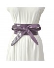 Moda Pu Leather Obi gorset pasy dla pań czarny żółty czerwony szeroki wysoki pas Bowknot kobiety sukienka pas biodrowy Cummerbun