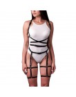 2 sztuk/zestaw PU skórzana uprząż gotycka klatka biustonosz pasy dla kobiet Sexy Bdsm bielizna podwiązki Punk pasy bielizna ciał