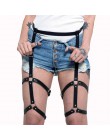 2 sztuk/zestaw PU skórzana uprząż gotycka klatka biustonosz pasy dla kobiet Sexy Bdsm bielizna podwiązki Punk pasy bielizna ciał