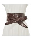 Moda Pu Leather Obi gorset pasy dla pań czarny żółty czerwony szeroki wysoki pas Bowknot kobiety sukienka pas biodrowy Cummerbun