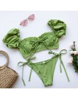 In-x solidna biała falbana kostium kąpielowy damski Bandeau bikini 2020 strój kąpielowy z krótkim rękawem kobiety strona krawato