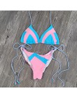 Floral Bikini we wzory zestaw kobiety Sexy paski Patchwork strój kąpielowy wzburzyć brazylijskie stroje kąpielowe strój kąpielow