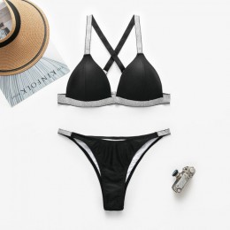 Neon zielony mikrobikini 2020 strój kąpielowy Sexy push up strój kąpielowy kobiet kąpiących trójkąt błyszczące stroje kąpielowe 