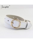 Simplee Vintage fashion women belt solidny okrągły kształt klamra klasyczny czarny pas biodrowy Casual metal leather female dług