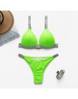 Neon zielony mikrobikini 2020 strój kąpielowy Sexy push up strój kąpielowy kobiet kąpiących trójkąt błyszczące stroje kąpielowe 