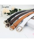 Simplee Vintage fashion women belt solidny okrągły kształt klamra klasyczny czarny pas biodrowy Casual metal leather female dług