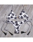 Floral Bikini we wzory zestaw kobiety Sexy paski Patchwork strój kąpielowy wzburzyć brazylijskie stroje kąpielowe strój kąpielow