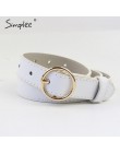 Simplee Vintage fashion women belt solidny okrągły kształt klamra klasyczny czarny pas biodrowy Casual metal leather female dług
