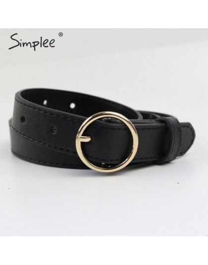Simplee Vintage fashion women belt solidny okrągły kształt klamra klasyczny czarny pas biodrowy Casual metal leather female dług