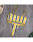 Seksowny nadruk w paski strój kąpielowy kobiety stałe zakrętka tubki strój kąpielowy Bikini wysoko wycięte zestaw Backless stroj