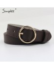 Simplee Vintage fashion women belt solidny okrągły kształt klamra klasyczny czarny pas biodrowy Casual metal leather female dług