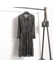 29 kolorów piękna moda wiosna jesień kobiety z długim rękawem sukienka kołnierz retro Casual wąskie sukienki druk kwiatowy szyfo