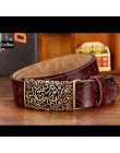 Moda oryginalne pasy skórzane dla kobiet w stylu Vintage, w kwiaty pas z zapięciem na sprzączkę kobieta jakości druga warstwa sk
