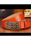 Moda oryginalne pasy skórzane dla kobiet w stylu Vintage, w kwiaty pas z zapięciem na sprzączkę kobieta jakości druga warstwa sk